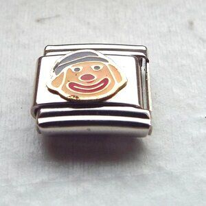 Happy enamel clown dog 9mm stainless steel italian charm bracelet link new